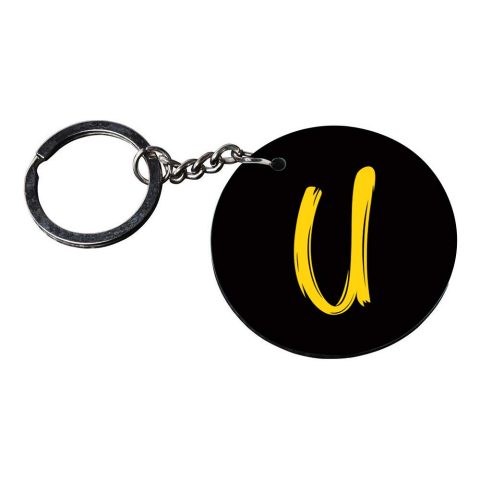 Crafty Worth | Alphabet U keychain | j keychain for girls customized keychain with photo Printed Wooden Keychain| Circle Shape Set of 2 keyrings 2×2 inch - alternate view