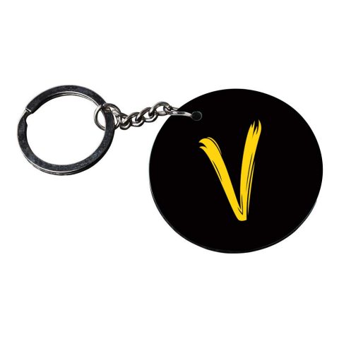 Crafty Worth | Alphabet V keychain | j keychains for men customized keychain with photo Printed Wooden Keychain| Circle Shape Set of 2 keyrings 2×2 inch - alternate view
