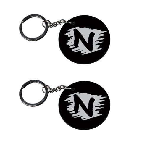 Crafty Worth | Alphabet N keychain | keychain making materials customized keychain with photo Printed Wooden Keychain| Circle Shape Set of 2 keyrings 2×2 inch