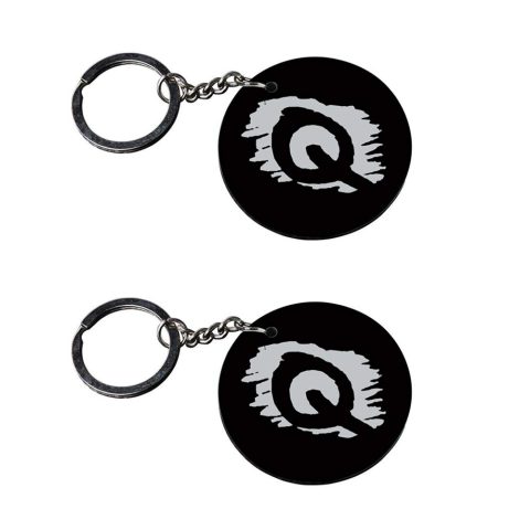 Crafty Worth | Alphabet Q keychain | keychain men customized keychain with photo Printed Wooden Keychain| Circle Shape Set of 2 keyrings 2×2 inch - alternate view