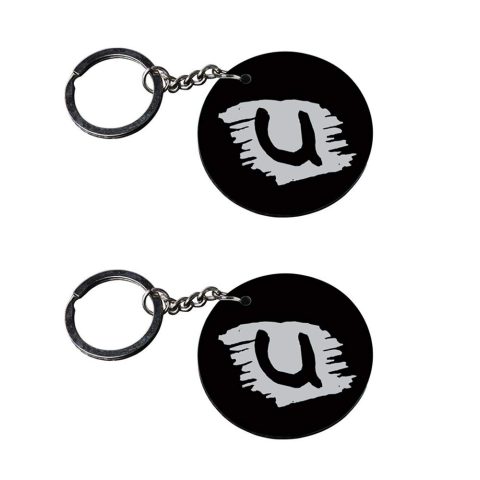 Crafty Worth | Alphabet U keychain | m keychain for bike customized keychain with photo Printed Wooden Keychain| Circle Shape Set of 2 keyrings 2×2 inch
