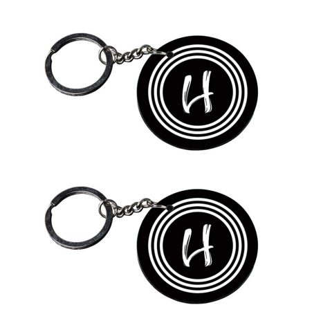 Crafty Worth | Alphabet H keychain | keychain opener customized keychain with photo Printed Wooden Keychain| Circle Shape Set of 2 keyrings 2×2 inch