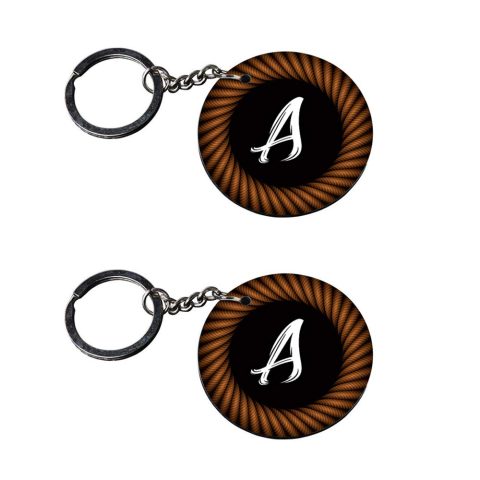 Crafty Worth | Alphabet A keychain | keychain bike customized keychain with photo Printed Wooden Keychain| Circle Shape Set of 2 keyrings 2×2 inch