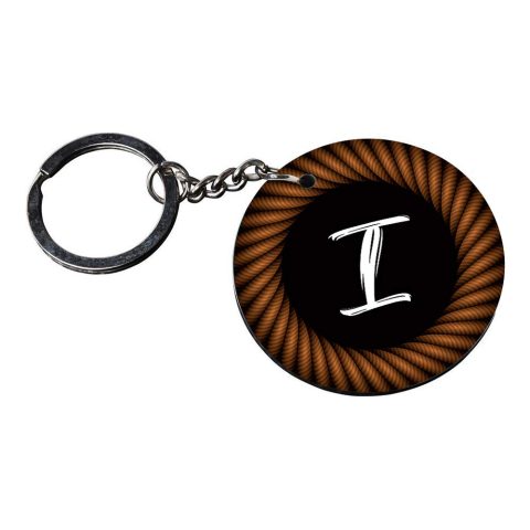 Crafty Worth | Alphabet I keychain | keychain stand for wall customized keychain with photo Printed Wooden Keychain| Circle Shape Set of 2 keyrings 2×2 inch - alternate view
