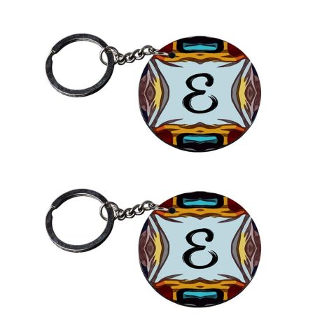 Crafty Worth | Alphabet E keychain | keychain zoo customized keychain with photo Printed Wooden Keychain| Circle Shape Set of 2 keyrings 2×2 inch