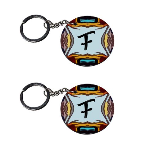 Crafty Worth | Alphabet F keychain | keychain zippo customized keychain with photo Printed Wooden Keychain| Circle Shape Set of 2 keyrings 2×2 inch - alternate view
