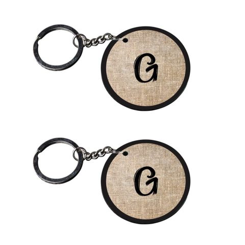 Crafty Worth | Alphabet G keychain | 3 keychain customized keychain with photo Printed Wooden Keychain| Circle Shape Set of 2 keyrings 2×2 inch