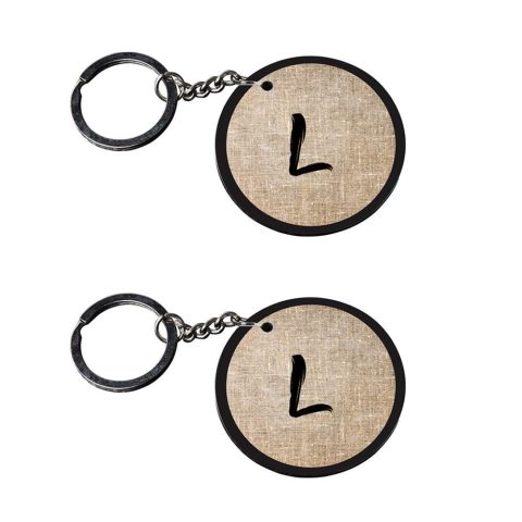 Crafty Worth | Alphabet L keychain | 4 keychain set customized keychain with photo Printed Wooden Keychain| Circle Shape Set of 2 keyrings 2×2 inch