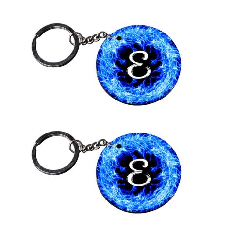 Crafty Worth | Alphabet E keychain | boy keychain 5 and 8 year customized keychain with photo Printed Wooden Keychain| Circle Shape Set of 2 keyrings 2×2 inch