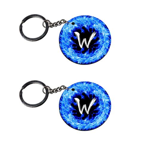 Crafty Worth | Alphabet W keychain | a keychain for girls under 50 customized keychain with photo Printed Wooden Keychain| Circle Shape Set of 2 keyrings 2×2 inch