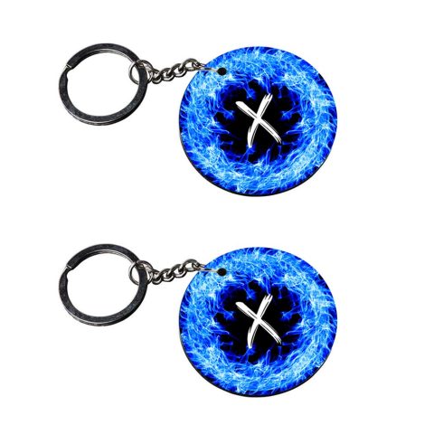 Crafty Worth | Alphabet X keychain | a keychain for boys customized keychain with photo Printed Wooden Keychain| Circle Shape Set of 2 keyrings 2×2 inch