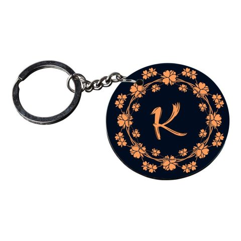 Crafty Worth | Alphabet K keychain | keychain for jeans customized keychain with photo Printed Wooden Keychain| Circle Shape Set of 2 keyrings 2×2 inch - alternate view