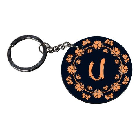 Crafty Worth | Alphabet U keychain | k keychain for boys customized keychain with photo Printed Wooden Keychain| Circle Shape Set of 2 keyrings 2×2 inch - alternate view