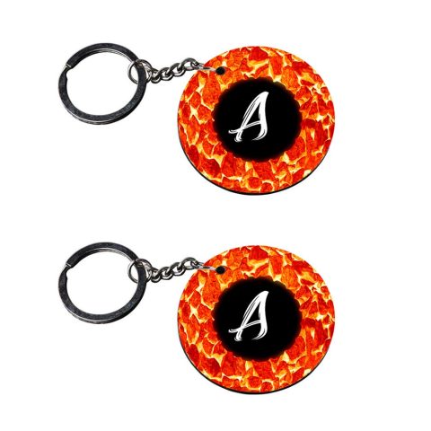 Crafty Worth | Alphabet A keychain | p keychain for girls customized keychain with photo Printed Wooden Keychain| Circle Shape Set of 2 keyrings 2×2 inch - alternate view