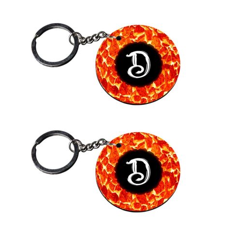 Crafty Worth | Alphabet D keychain | p keychain for boys customized keychain with photo Printed Wooden Keychain| Circle Shape Set of 2 keyrings 2×2 inch - alternate view