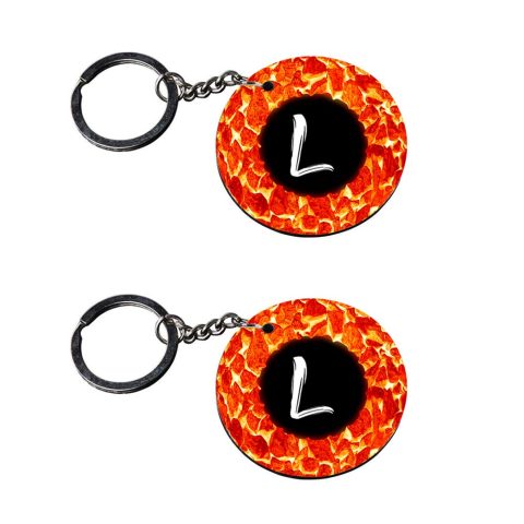 Crafty Worth | Alphabet L keychain | r keychain for boys customized keychain with photo Printed Wooden Keychain| Circle Shape Set of 2 keyrings 2×2 inch