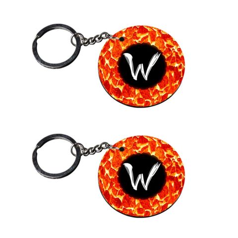 Crafty Worth | Alphabet W keychain | s keychain for men customized keychain with photo Printed Wooden Keychain| Circle Shape Set of 2 keyrings 2×2 inch