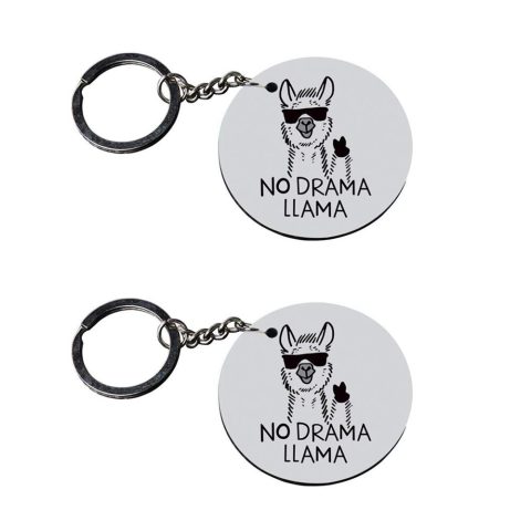 Crafty Worth | llama keychain for girls | keychain for bike rx100 customized keychain with photo Printed Wooden Keychain| Circle Shape Set of 2 keyrings 2×2 inch