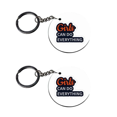 Crafty Worth | keychain for girls under 100 | keychain for phone cover Printed Wooden Keychains | Circle Shape Set of 2 keyrings 2×2 inch - alternate view