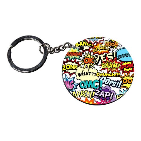 Crafty Worth | typography keychain | p keychain for girls Printed Wooden Keychains | Circle Shape Set of 2 keyrings 2×2 inch - alternate view