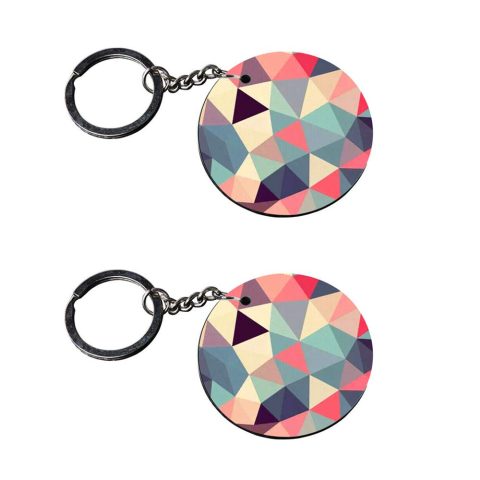 Crafty Worth | abstract keychain | keychain camera hd video recording Printed Wooden Keychains | Circle Shape Set of 2 keyrings 2×2 inch