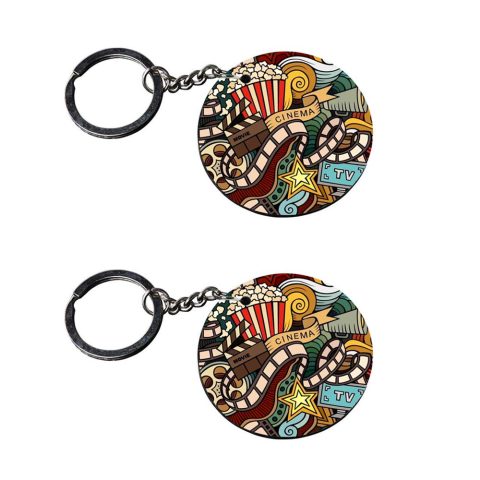 Crafty Worth | keychain with texture | keychain bike Printed Wooden Keychains | Circle Shape Set of 2 keyrings 2×2 inch