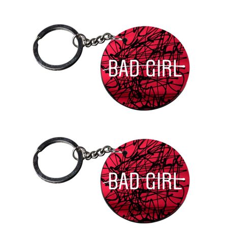 Crafty Worth | keychain for girls | keychain knife for men Printed Wooden Keychains | Circle Shape Set of 2 keyrings 2×2 inch