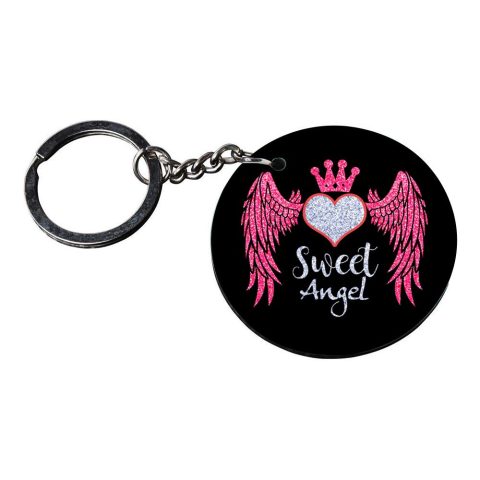 Crafty Worth | angel keychain | keychain ktm Printed Wooden Keychains | Circle Shape Set of 2 keyrings 2×2 inch - alternate view