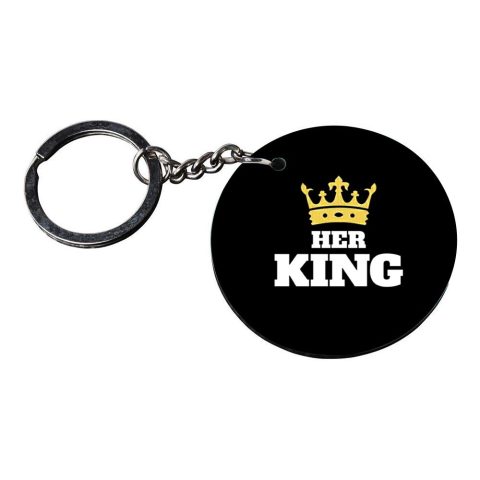 Crafty Worth | her king keychain | keychain making materials Printed Wooden Keychains | Circle Shape Set of 2 keyrings 2×2 inch - alternate view