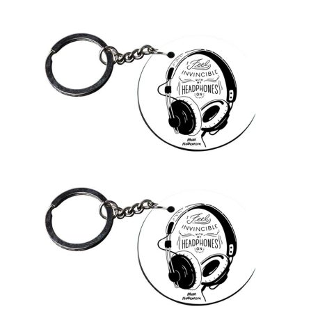 Crafty Worth | music keychains for girls | keychain marvel Printed Wooden Keychains | Circle Shape Set of 2 keyrings 2×2 inch