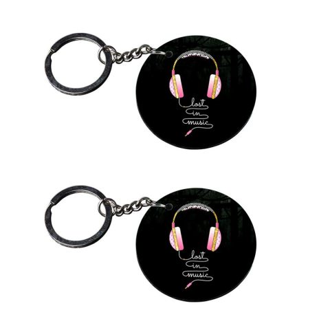 Crafty Worth | music keychains for men | keychain multipurpose Printed Wooden Keychains | Circle Shape Set of 2 keyrings 2×2 inch