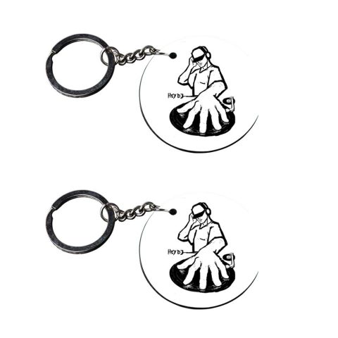 Crafty Worth | music box keychain | keychain multi tool Printed Wooden Keychains | Circle Shape Set of 2 keyrings 2×2 inch