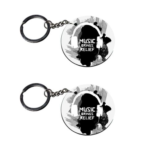 Crafty Worth | keychains for music lover | keychain making accessories Printed Wooden Keychains | Circle Shape Set of 2 keyrings 2×2 inch