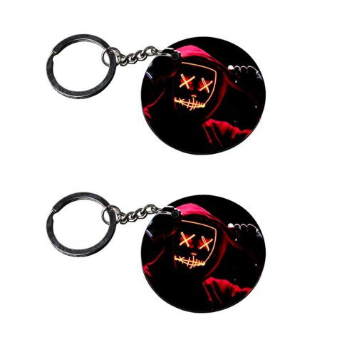 Crafty Worth | X X smily marshmallow keychain | keychain love Printed Wooden Keychains | Circle Shape Set of 2 keyrings 2×2 inch