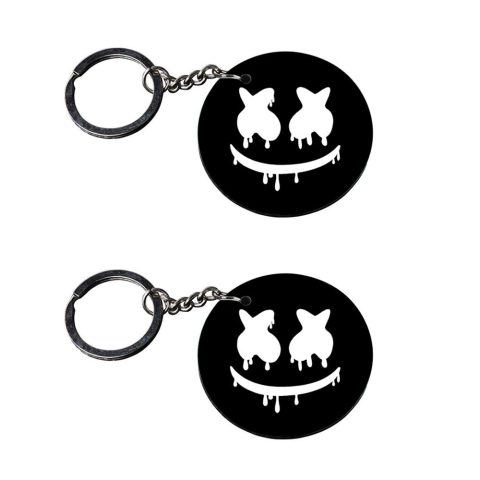 Crafty Worth | marshmallow keychain | keychain lanyard Printed Wooden Keychains | Circle Shape Set of 2 keyrings 2×2 inch