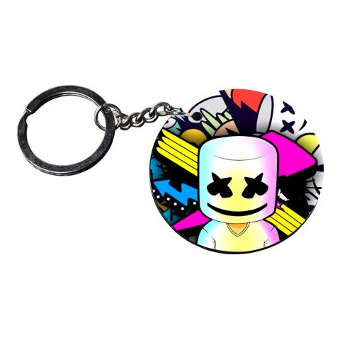 Crafty Worth | marshmallow keychain | keychain name written Printed Wooden Keychains | Circle Shape Set of 2 keyrings 2×2 inch - alternate view