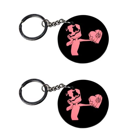 Crafty Worth | marshmallow X X Smilykeychain | keychain naruto Printed Wooden Keychains | Circle Shape Set of 2 keyrings 2×2 inch