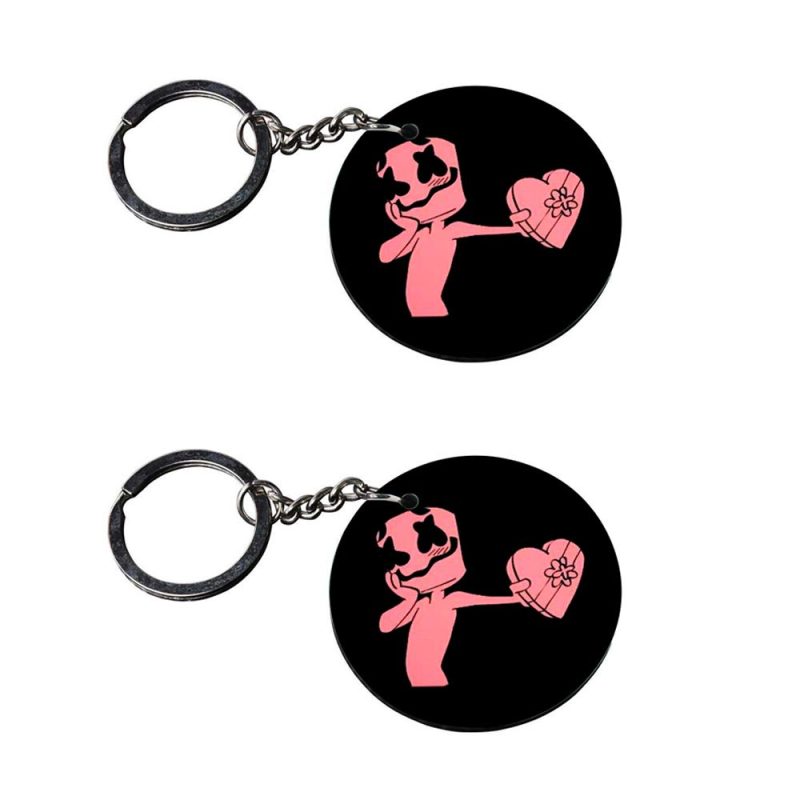Crafty Worth | marshmallow X X Smilykeychain | keychain naruto Printed Wooden Keychains | Circle Shape Set of 2 keyrings 2x2 inch