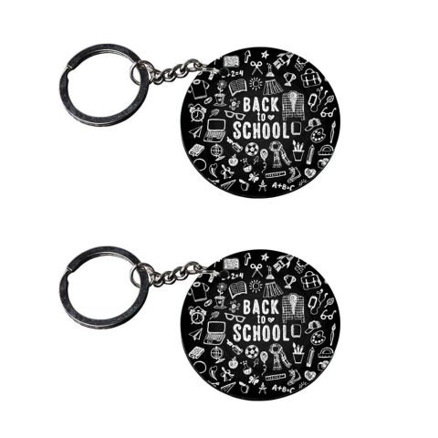 Crafty Worth | back to school keychain | keychain of unicorn Printed Wooden Keychains | Circle Shape Set of 2 keyrings 2×2 inch