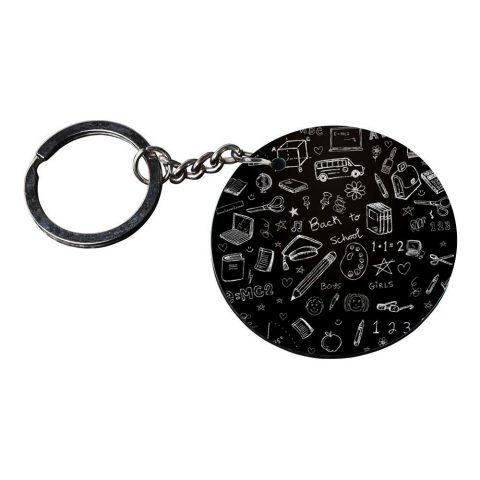 Crafty Worth | back to school keychain | keychain pendrive Printed Wooden Keychains | Circle Shape Set of 2 keyrings 2×2 inch - alternate view