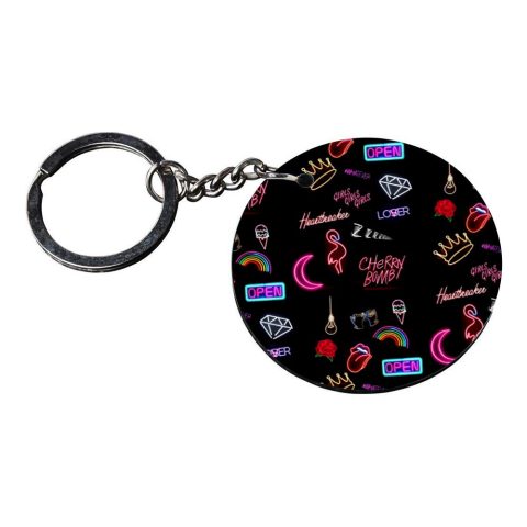 Crafty Worth | key chain for girls cute under 50 | keychain power bank Printed Wooden Keychains | Circle Shape Set of 2 keyrings 2×2 inch - alternate view