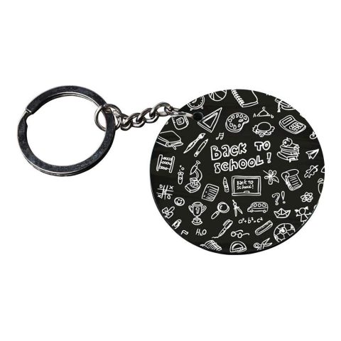 Crafty Worth | back to school keychain | keychain quran Printed Wooden Keychains | Circle Shape Set of 2 keyrings 2×2 inch - alternate view