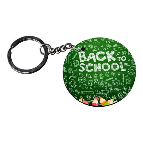 Crafty Worth | back to school keychain | keychain torch Printed Wooden Keychains | Circle Shape Set of 2 keyrings 2×2 inch - alternate view