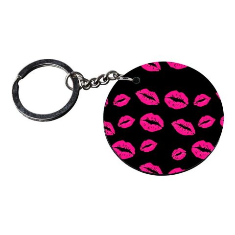 Crafty Worth | lips keychain | keychain thor hammer Printed Wooden Keychains | Circle Shape Set of 2 keyrings 2×2 inch - alternate view