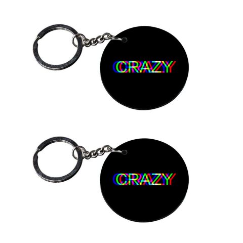 Crafty Worth | funny keychain | keychain stand Printed Wooden Keychains | Circle Shape Set of 2 keyrings 2×2 inch