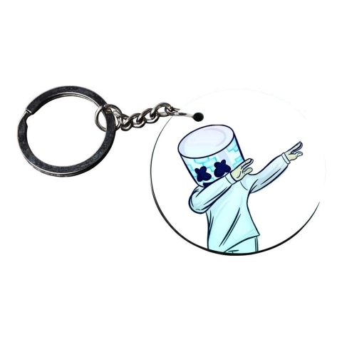 Crafty Worth | marshmallow dab keychain | keychain vintage Printed Wooden Keychains | Circle Shape Set of 2 keyrings 2×2 inch - alternate view