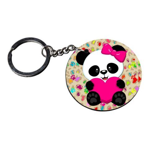 Crafty Worth | panda keychains cute | keychain with light Printed Wooden Keychains | Circle Shape Set of 2 keyrings 2×2 inch - alternate view