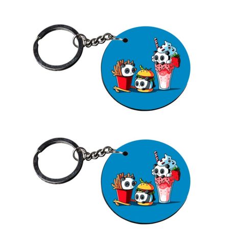 Crafty Worth | panda keychain soft | keychain watch Printed Wooden Keychains | Circle Shape Set of 2 keyrings 2×2 inch