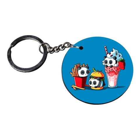 Crafty Worth | panda keychain soft | keychain watch Printed Wooden Keychains | Circle Shape Set of 2 keyrings 2×2 inch - alternate view