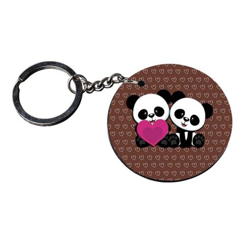 Crafty Worth | panda keychains for boys | a keychain of a panda Printed Wooden Keychains | Circle Shape Set of 2 keyrings 2×2 inch - alternate view